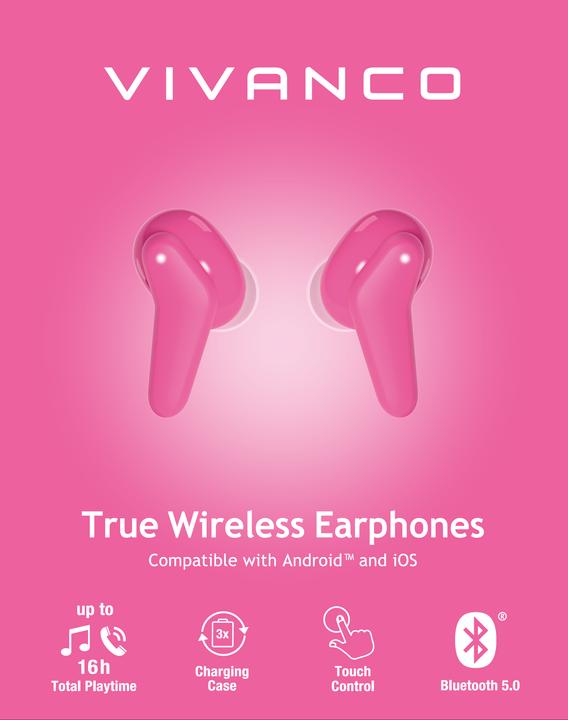 Actual product image Vivanco Fresh Pair Headset In-ear Calls/Music Bluetooth Pink (12 h, Wireless)