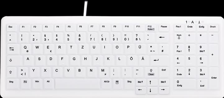 Actual product image Active Key Wireless Hygiene Compact Keyboard with NumPad Sealed USB Black (DE, Wireless)