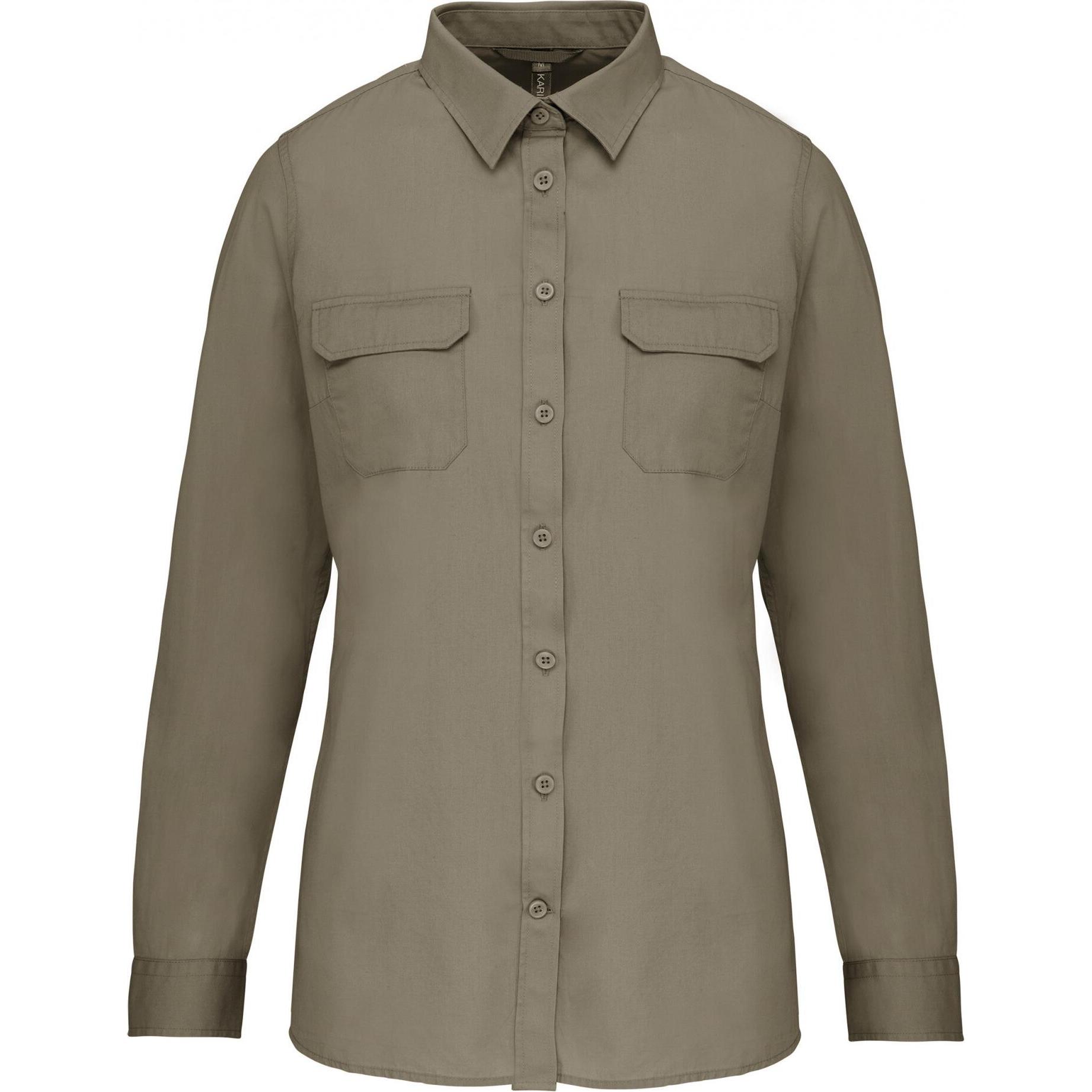 Kariban, Damen, Hemd, Safari, Grün, (XL)