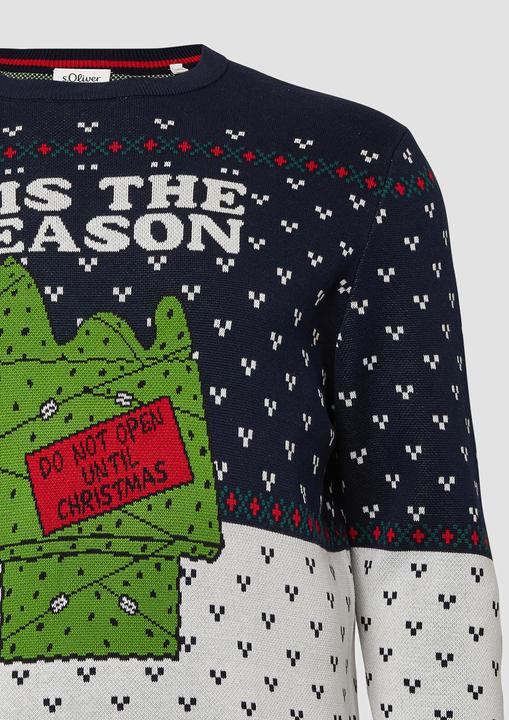 Produktbild s.Oliver Strickpullover Weihnachtspullover aus reiner Baumwolle mit Peanuts®-Motiv (3XL)