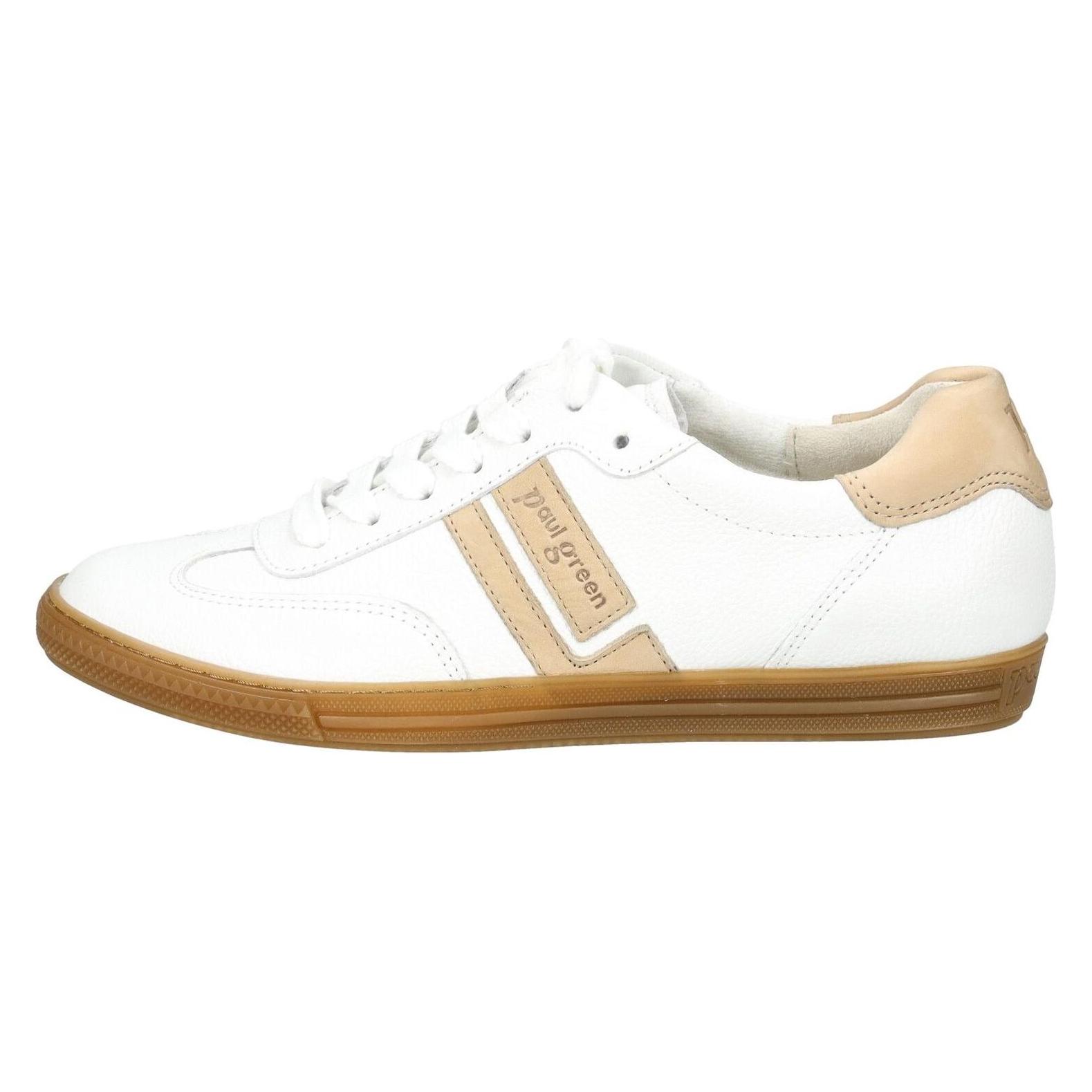 Paul Green, Damen, Sneakers, Modischer Sneaker Der Marke Aus Hochwertigem Leder Im Lagenlook. Dank Des Leoprints Lässt, Weiss, Braun, (38)