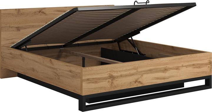 Petits-Meubles Lit coffre 180x200 sommier inclus Eden Bois et Noir (180 x 200 cm)