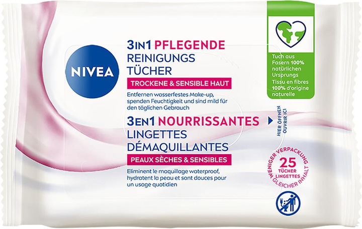 Actual product image NIVEA 3in1 Nourishing wipes (Cleaning cloths, 25 ml)