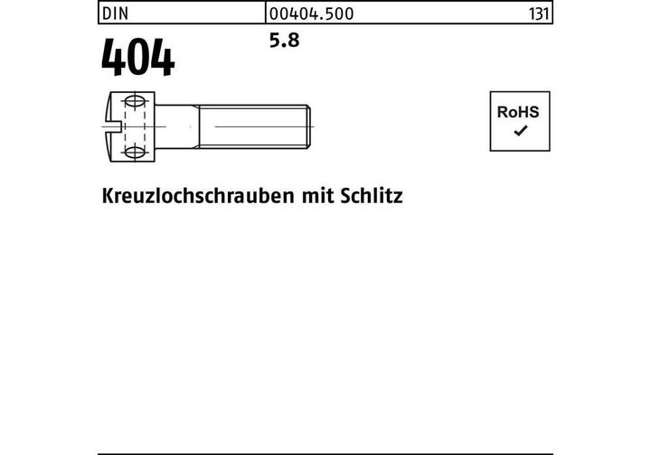 Produktbild Kreuzlochschraube DIN 404 Schlitz M 3 x 8 5.8 (100 Schrauben pro Stück)