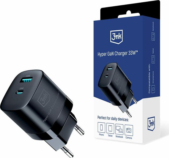 3MK Hyper GaN Oplader 33W ład. sieć. Zwart (33 W)