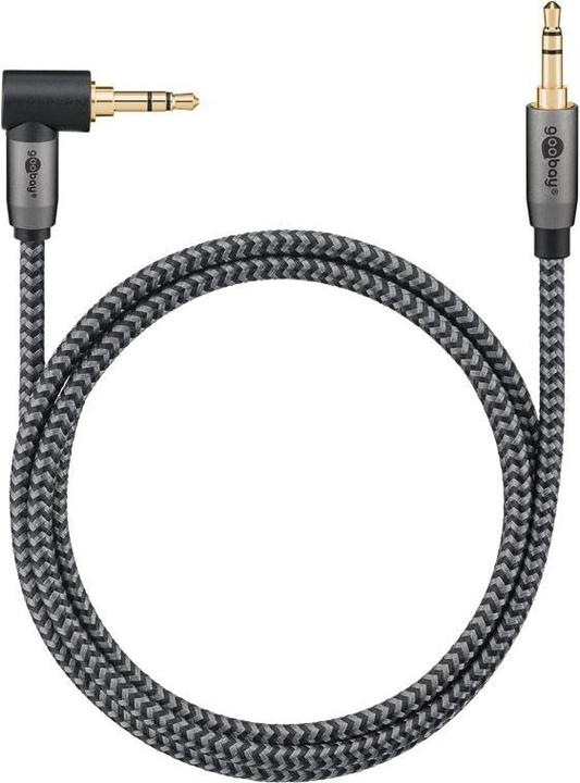 Produktbild Goobay Audio Verbindungskabel AUX, 3,5 mm stereo, 90°, 2 m, Sharkskin Grey (2 m, 3.5mm Klinke (AUX))