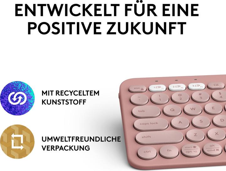 Actual product image Logitech PEBBLE KEYS 2 K380S ROSE DEU BT (DE, Wireless)