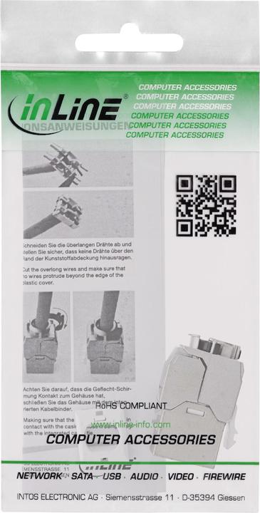 Produktbild InLine Keystone RJ45 Buchse Slim, SNAP-In, Cat.6A, integrierter Kabelbinder (Keystone Modul)