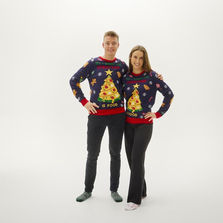Immagine prodotto Christmas Sweats Tutto quello che voglio per Natale è un maglione a LED con il cibo (XS)