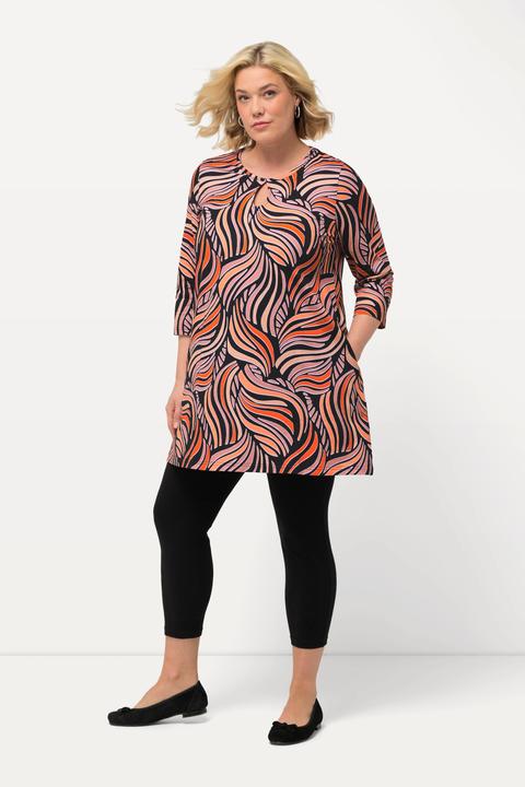 Actual product image Ulla Popken Moving Swirl Print Knit Pocket A-line Swing Tunic (68)