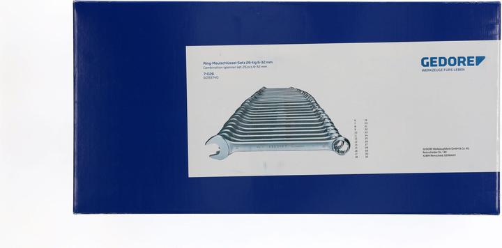 Actual product image Gedore 7-026 Combination spanner set 26 pieces UD profile 6-32 mm (32 mm, 18 mm, 11 mm, 12 mm, 20 mm, 19 mm, 27 mm, 15 mm, 13 mm, 25 mm, 6 mm, 21 mm, 7 mm, 14 mm, 29 mm, 8 mm, 10 mm, 30 mm, 23 mm, 26 mm, 22 mm, 17 mm, 28 mm, 9 mm, 16 mm, 24 mm, 31 mm)