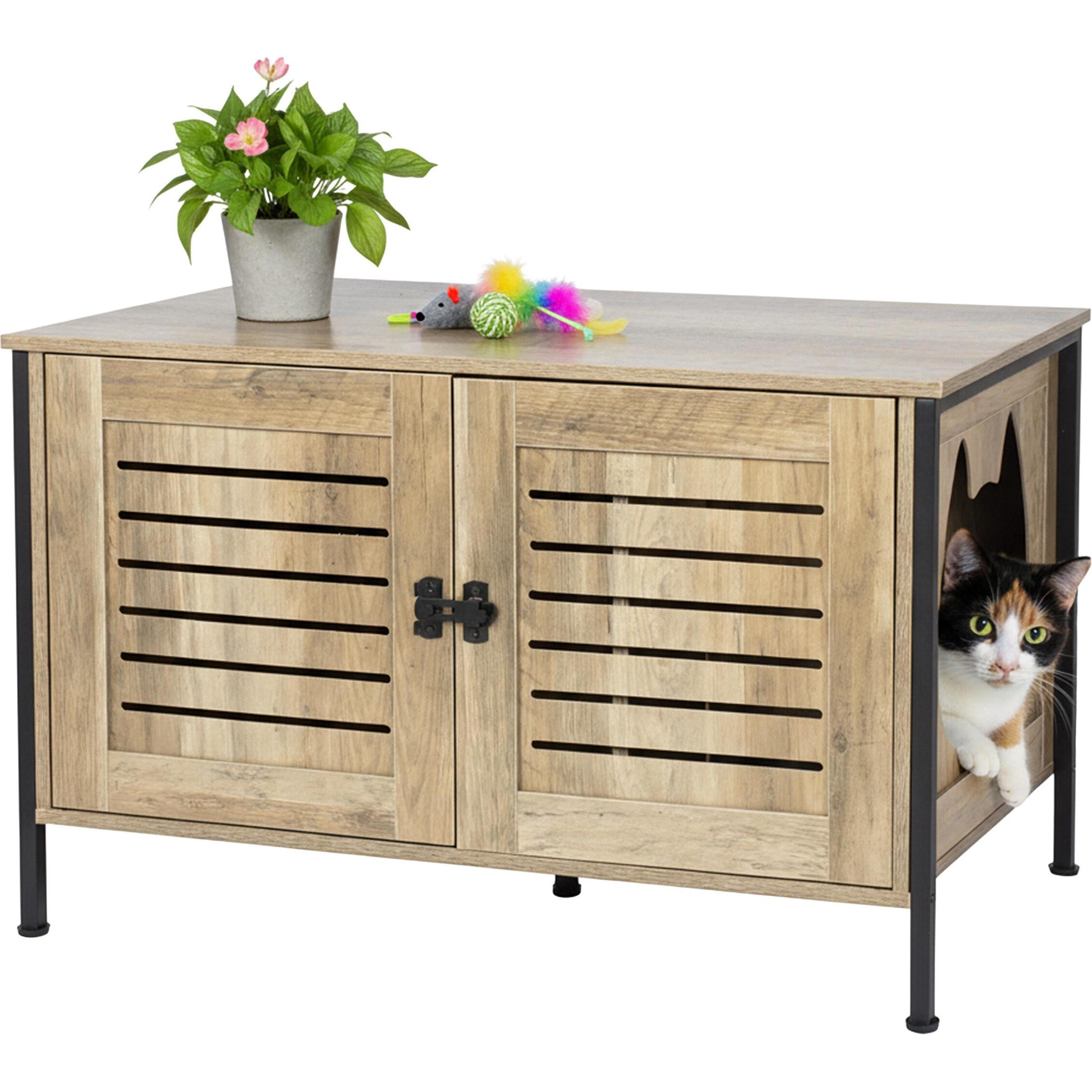 Comparer les prix de Armoire cache-litière Relaxdays serrure séparateur entrée latérale H x L x P 505 x 80 x 45 cm marron