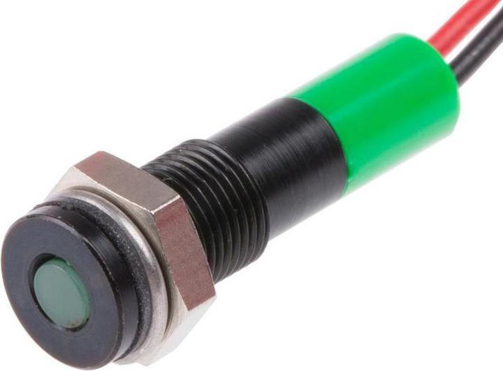 Produktbild RS PRO LED 6mm Chromblende 12Vdc Grün +Kabel
