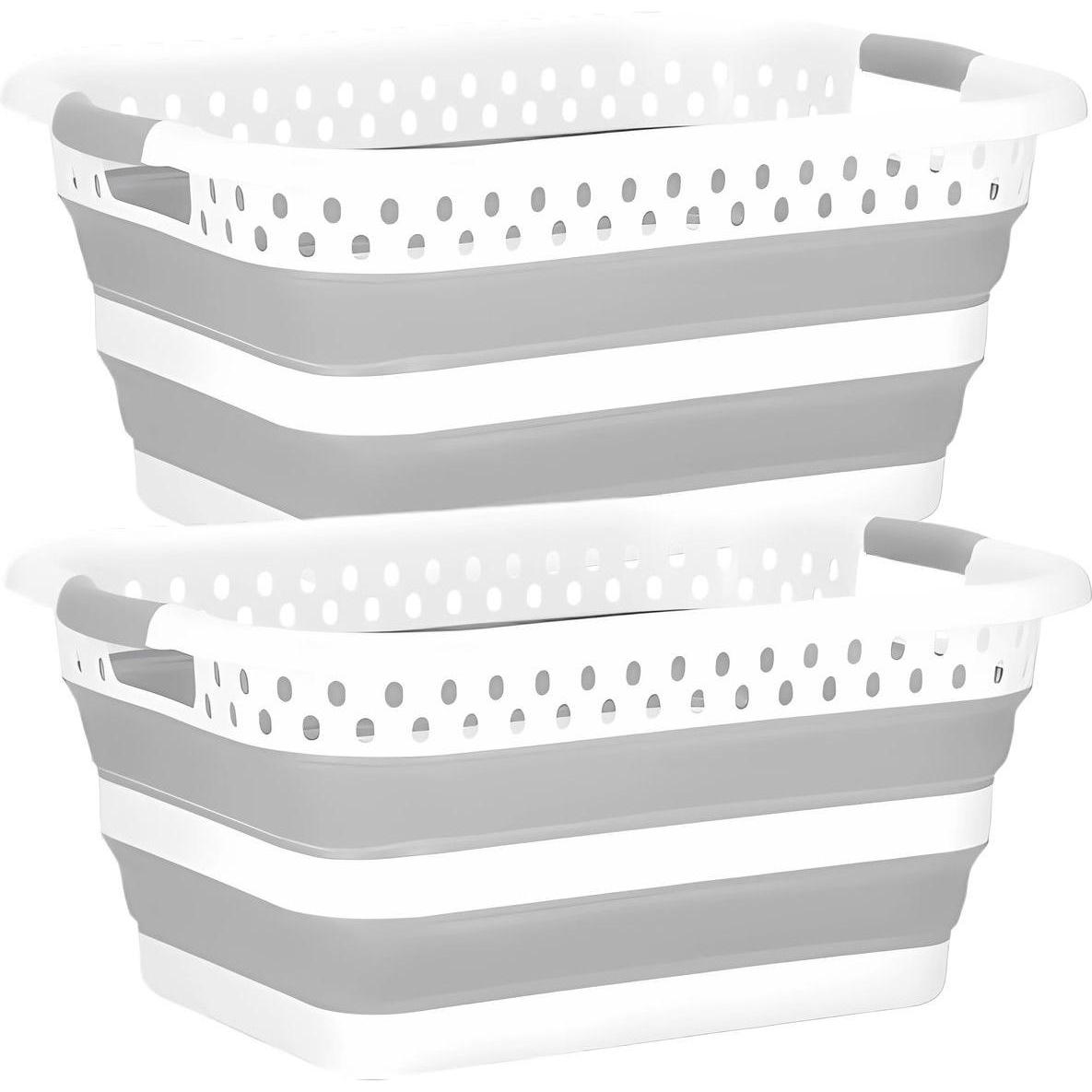 Thumbnail - König Design, Wäschekorb, Wäschekorb Faltbar Wäschesammler Wäschebox Wäschetonne Aufbewahrungskorb Grau (36 l)