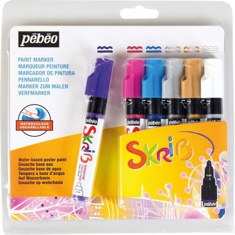 Pebeo, Marker, Skrib Paint Marker Gouache Set Aus 6 Markers Poesie (0.70 mm, 6 x)