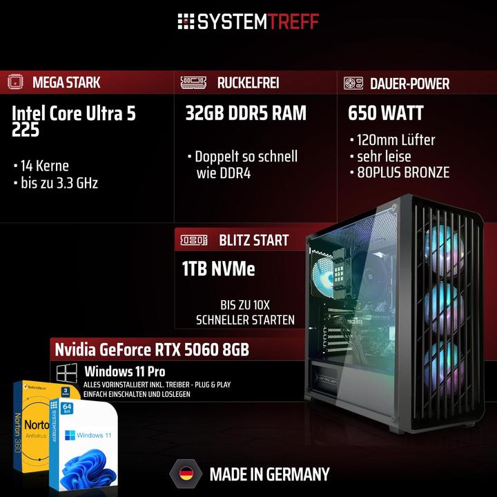 Produktbild SYSTEMTREFF Gaming PC G245158 (1000 GB, 32 GB)