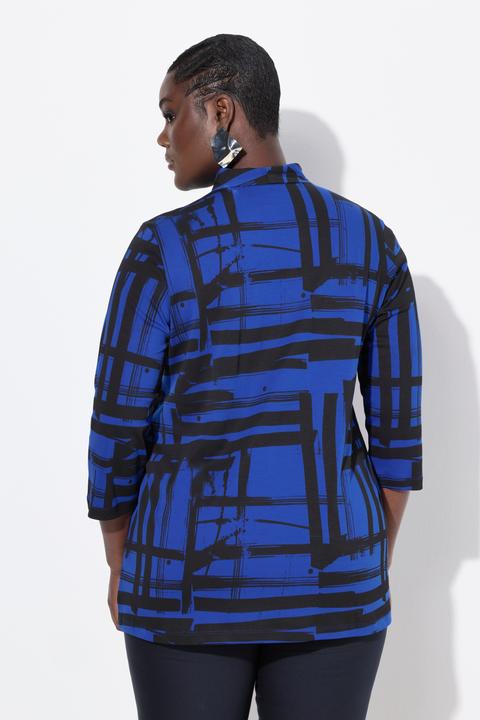 Actual product image Ulla Popken Goblet Collar Graphic Print 3/4 Sleeve Pima Cotton Tee (42, 44)