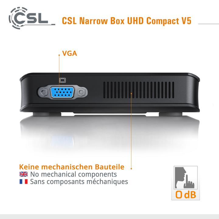 Productafbeelding CSL Narrow Box Ultra HD Compact v5 (Intel Celeron N5100, 4 GB, 1000 GB, Intel UHD Graphics)