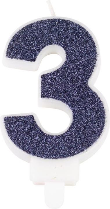 Navy blue number candle 3