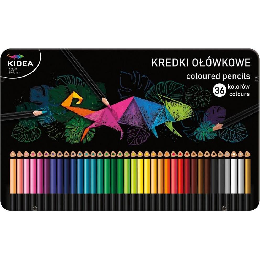 Derform Dreieckige Buntstifte in einer Metallbox 36 Farben Kidea p8 (36 x) (DERF.KTMP36KA)