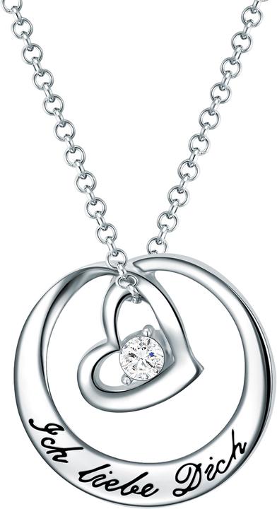 Actual product image Rafaela Donata Ladies heart brass glass crystal silver 42.0 cm base chain + 5.0 cm extension - 10890 (Brass, 42 - 47 cm)
