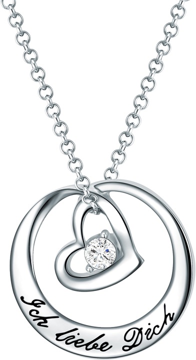 Produktbild Rafaela Donata Damen Herz Messing Glaskristall silber 42,0 cm Basiskette + 5,0 cm Verlängerung - 10890 (Messing, 42 - 47 cm)