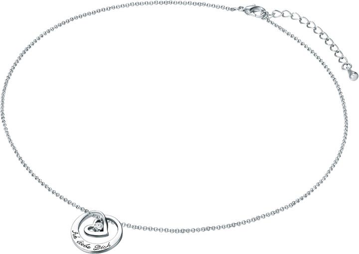 Actual product image Rafaela Donata Ladies heart brass glass crystal silver 42.0 cm base chain + 5.0 cm extension - 10890 (Brass, 42 - 47 cm)