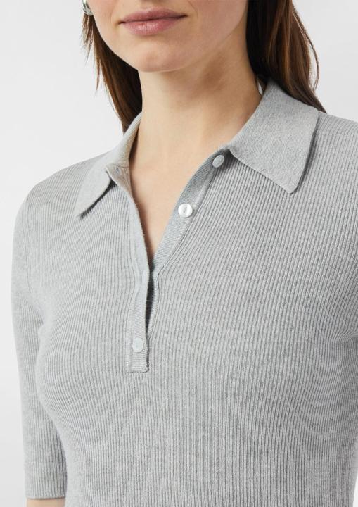 Produktbild Comma Strickpullover Rippstrick-Shirt im Slim Fit mit Polokragen (42)