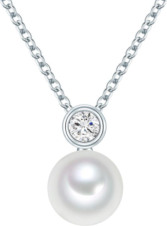 Image du produit Valero Pearls Femmes argent sterling zirconium perle d'eau douce de culture argent 42,0 cm chaîne de base + 7,0 (Argent sterling rhodié, 42 - 49 cm)
