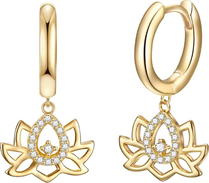 Immagine prodotto Rafaela Donata Catena da donna con fiore di loto in argento e zirconi in oro giallo da 50,0 cm + 7,0 cm di (Argento)