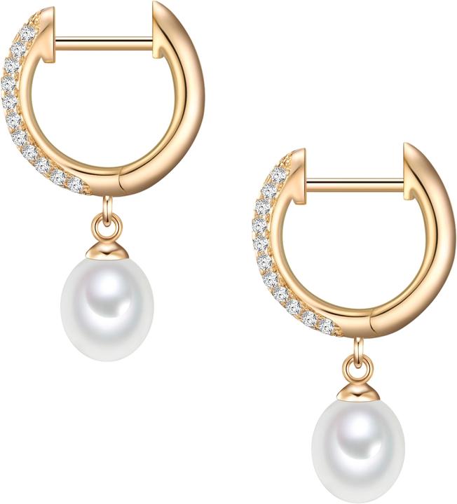Actual product image Valero Pearls Ladies Sterling Silver Cubic Zirconia Freshwater Cultured Pearl Yellow Gold - 11874 (Sterling Silver)