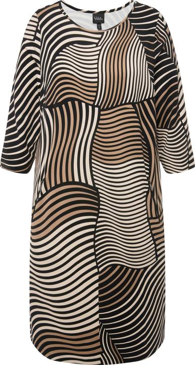Produktbild Ulla Popken Punto-Kleid, grafischer Druck, U-Boot-Ausschnitt, 3/4-Arm (58)