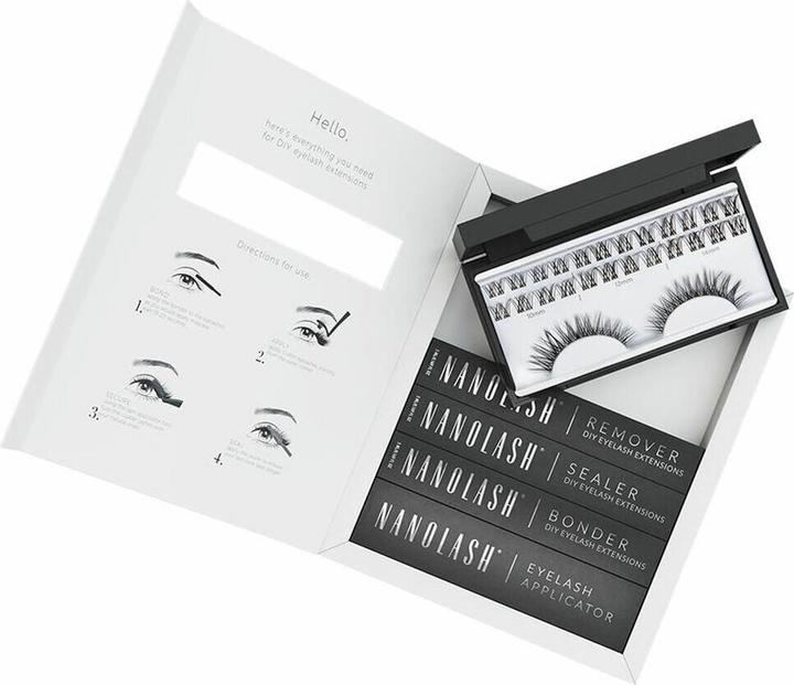 Produktbild NoName DIY Wimpernverlängerung Starter Kit Cluster Lashes mit Bonder, Sealer, Entferner, Applikator (Künstliche Wimpern)