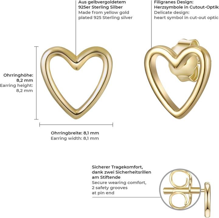 Actual product image Glanzstücke München Ladies Heart Sterling Silver Yellow Gold - 11820 (Sterling Silver)