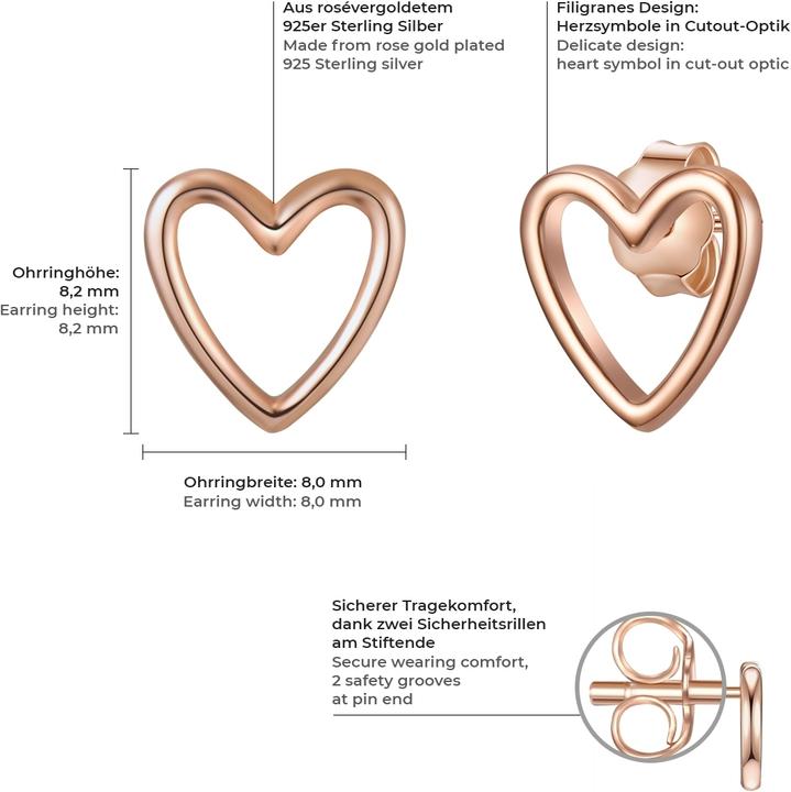 Immagine prodotto Glanzstücke München Cuore da donna in argento sterling e oro rosa - 11822 (Argento)