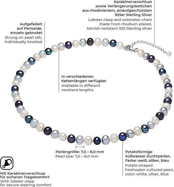Image du produit Valero Pearls Femme argent sterling perle d'eau douce de culture argent - 2244 (Argent Sterling, 40 cm)