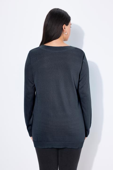 Produktbild Ulla Popken Pullover, V-Ausschnitt, Langarm, weicher Feinstrick (58)