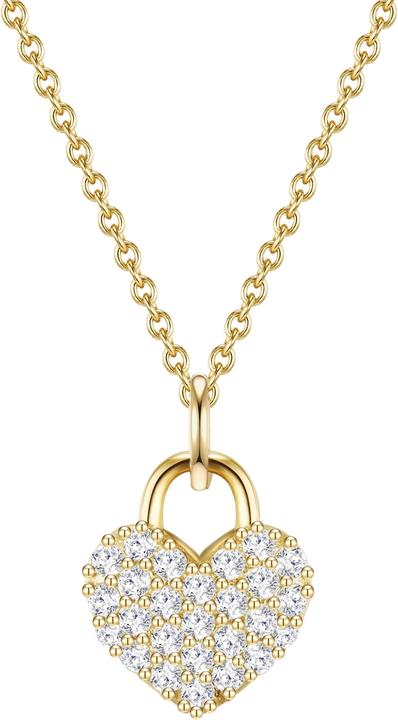 Actual product image Glanzstücke München Ladies heart sterling silver cubic zirconia yellow gold 40.0 cm base chain + 5.0 cm extender - 23784 (Sterling Silver, 40 - 45 cm)