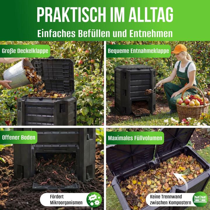 Actual product image Deuba Modular two-chamber compost bin 800L black (800 l)