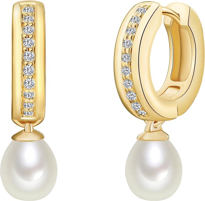 Immagine prodotto Valero Pearls Donna Argento Cubic Zirconia Perla d'acqua dolce coltivata Oro giallo - 904 (Argento)