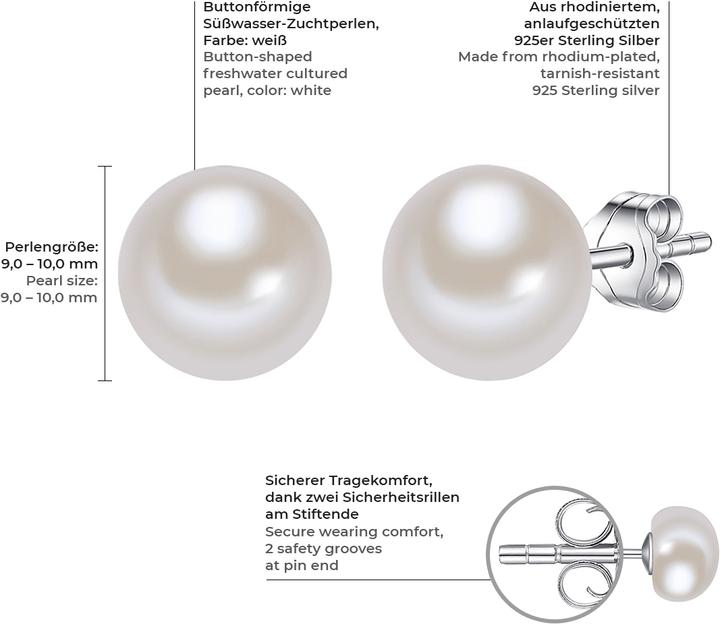 Produktbild Valero Pearls Damen Sterling Silber Süsswasser-Zuchtperle silber - 3024 (Sterling Silber)