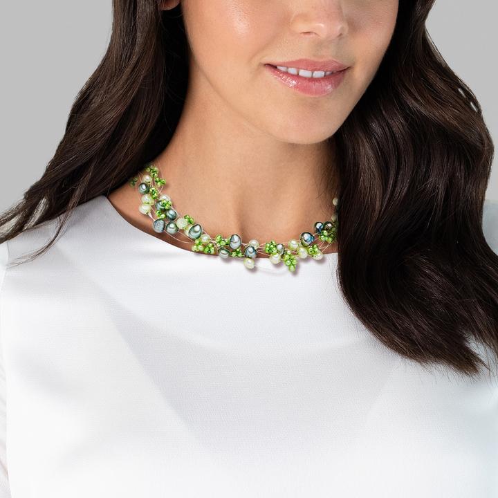 Produktbild Valero Pearls Damen Sterling Silber Süsswasser-Zuchtperle silber 43,0 cm Basiskette + 5,0 cm Verlängerung - 3076 (Sterling Silber, 43 - 48 cm)