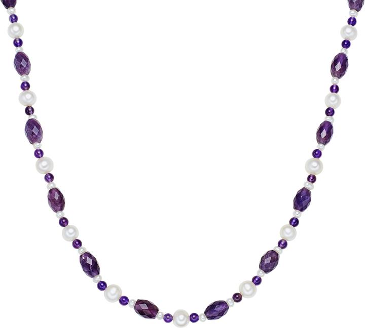Image du produit Valero Pearls Femmes en argent sterling améthyste perle d'eau douce de culture argent 45,0 cm de base + 5,0 cm (Argent Sterling, 45 - 50 cm)