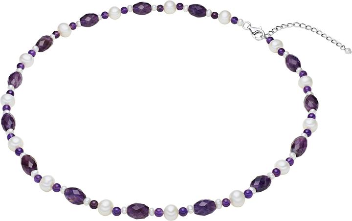 Image du produit Valero Pearls Femmes en argent sterling améthyste perle d'eau douce de culture argent 45,0 cm de base + 5,0 cm (Argent Sterling, 45 - 50 cm)