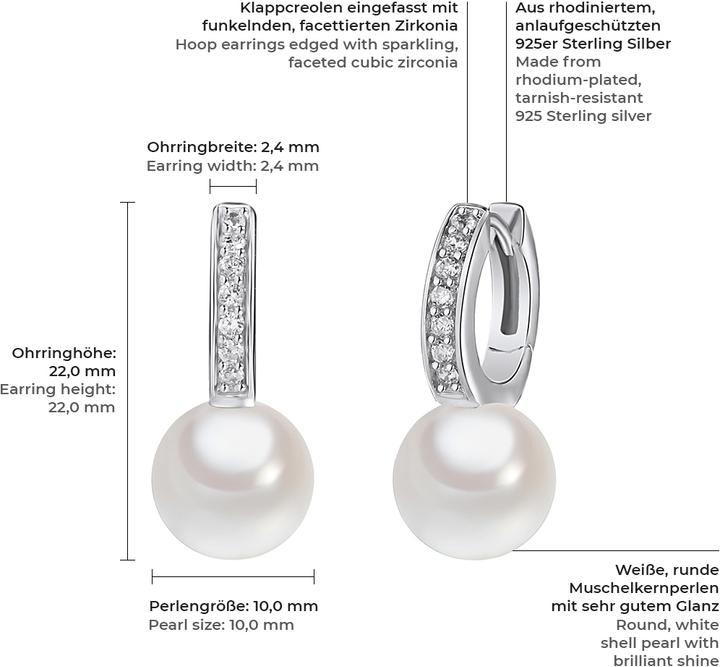 Actual product image Rafaela Donata Ladies Sterling Silver Cubic Zirconia Shell Core Pearl Silver - 3158 (Sterling Silver)