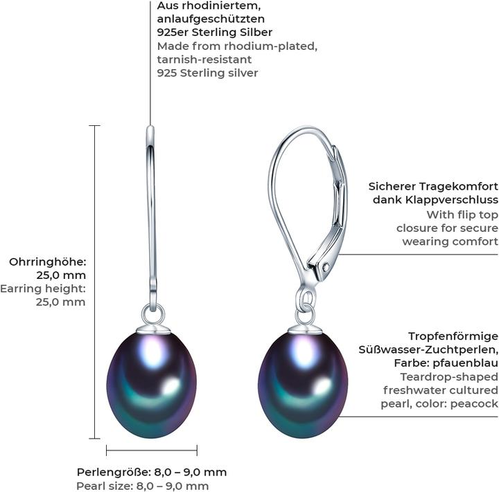 Immagine prodotto Valero Pearls Donna in argento sterling con perle d'acqua dolce coltivate - 3224 (Argento)