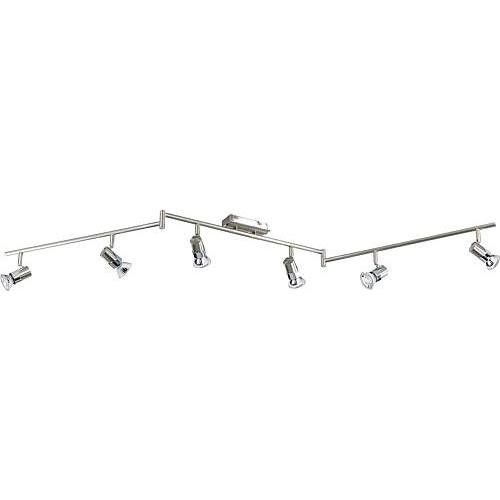 Fabas Luce, Wandleuchte + Deckenleuchte, nickelchrom Hochvolt MetallStrahler 6flg mit Schwenkarm (GU10)