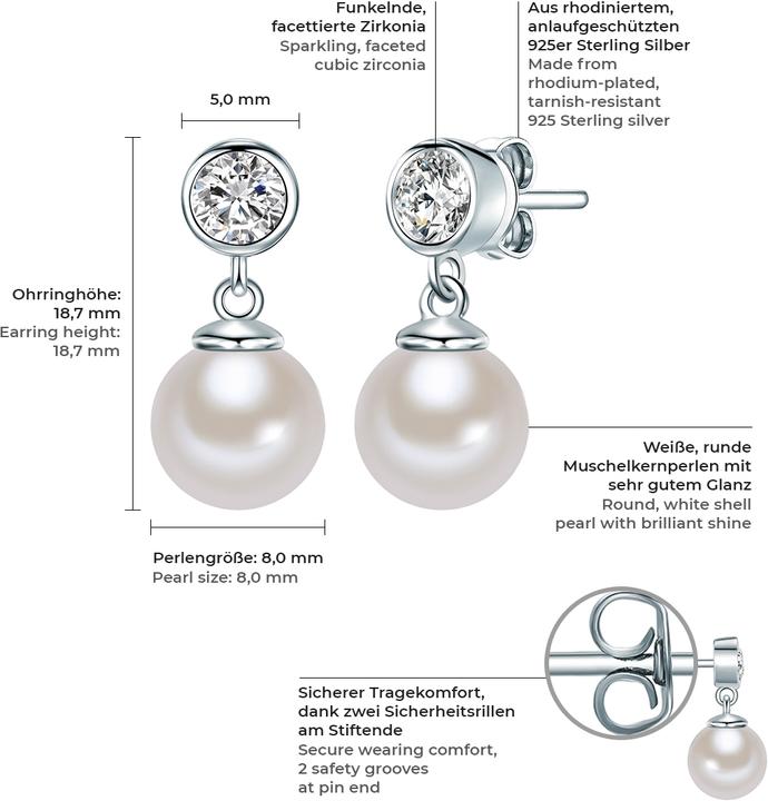 Actual product image Rafaela Donata Ladies Sterling Silver Cubic Zirconia Shell Core Pearl Silver - 3566 (Sterling Silver)