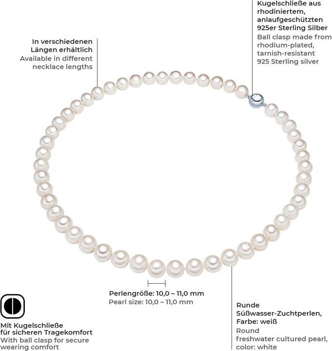 Immagine prodotto Valero Pearls Donna in argento sterling con perle d'acqua dolce coltivate - 3830 (Argento)
