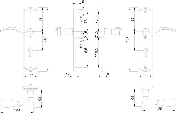 Produktbild Hoppe Sicherheits-Drückergarnitur MÜNCHEN - auf Schild PZ92, rechts, TS 77 -82, MS PVD (Türgarnitur, Türgriff)